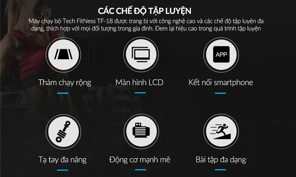 Máy chạy bộ đa năng Tech Fitness TF-18