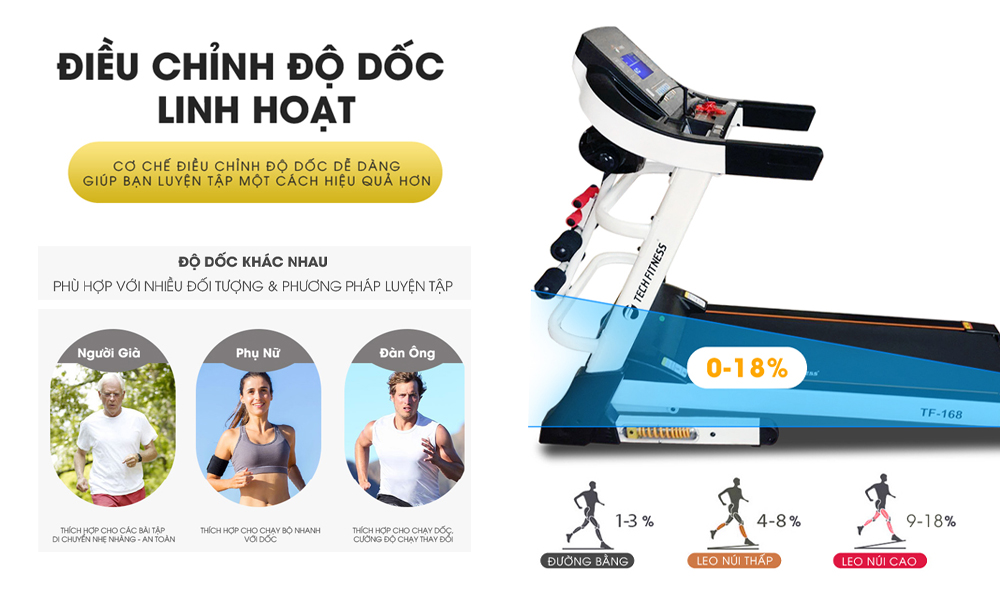 May Chay Bo Tech Fitness Tf 168 Nang Coc Tu Dong