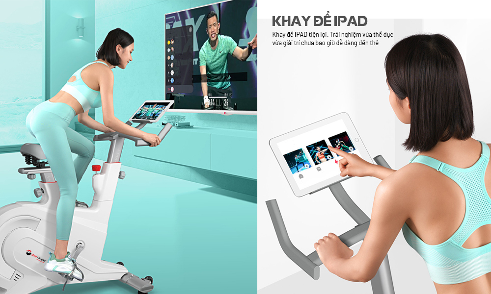 Xe Dap Tap The Duc Tech Fitness Tf 416 Khay Ipad Thong Minh