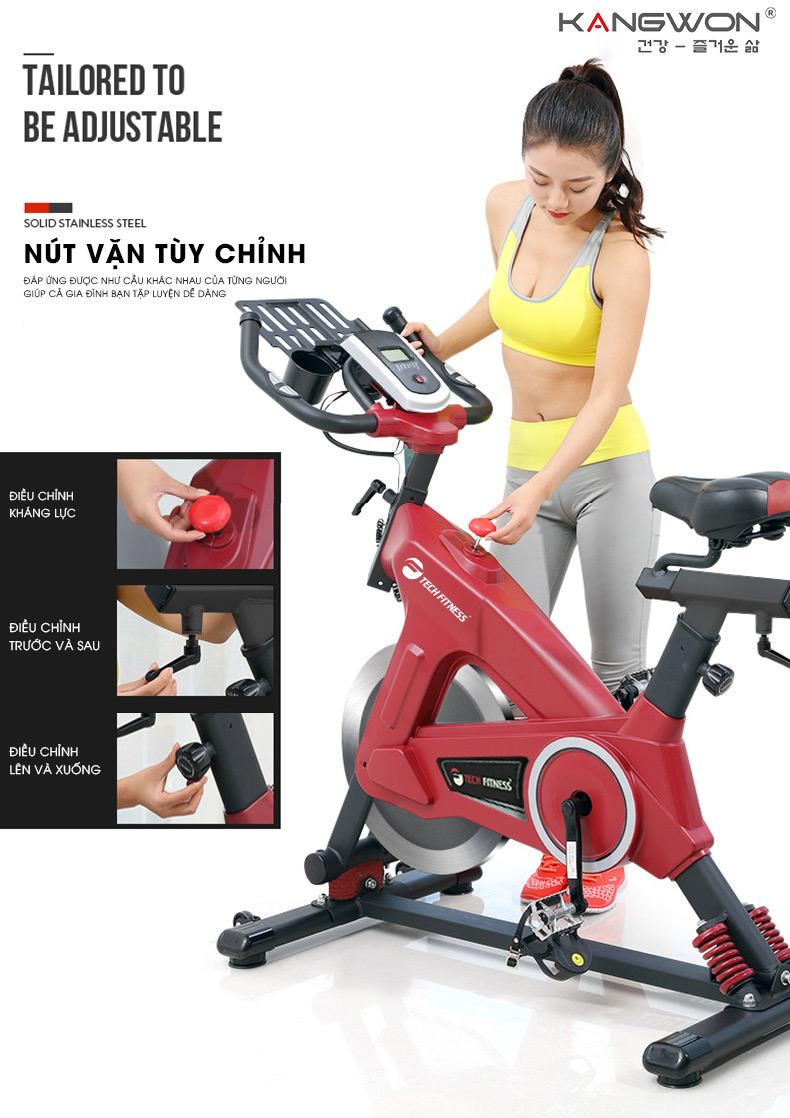 Xe đap Tap Tech Fitness Tf 811 Trang Bi Nut Van Tuy Chinh Dê Dang