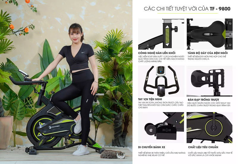 Xe đap Tap Tech Fitness Tf 9800 Hoan Hao đen Tung Chi Tiet