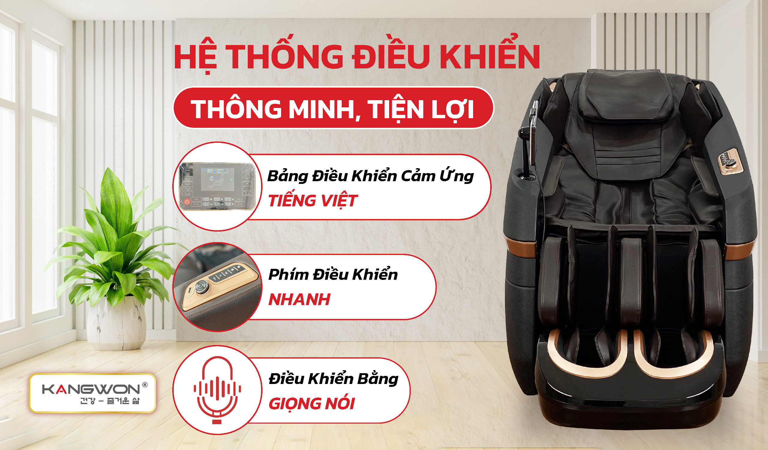 Ghế Massage Kangwon Lx 1128 Có Hệ Thống điều Khiển Thông Minh Vô Cùng Tiện Lợi Cho Người Dùng