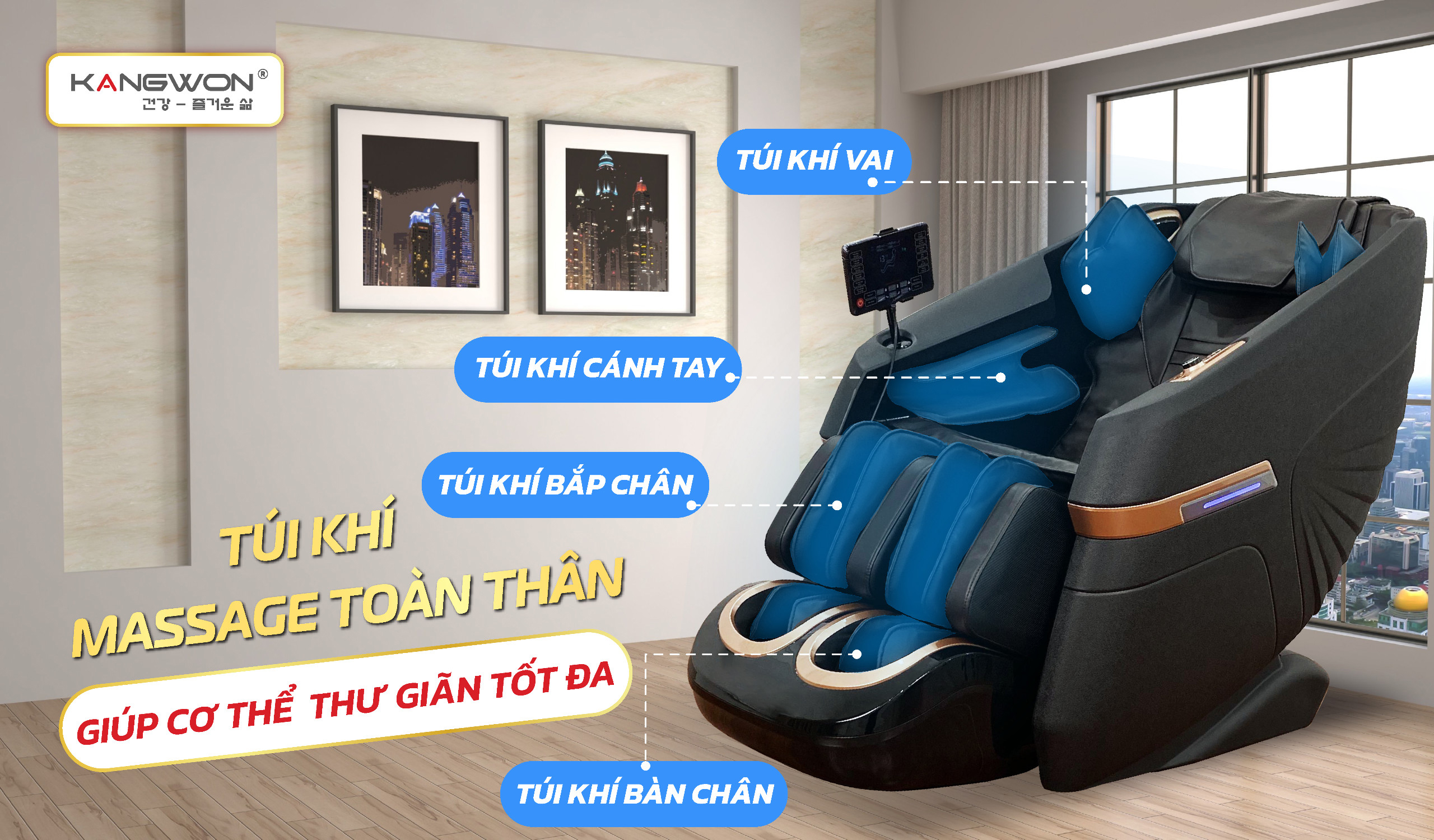Túi Khí Massage Toàn Thân Massage Toàn Diện Trên Ghế Massage Kangwon Lx 1128