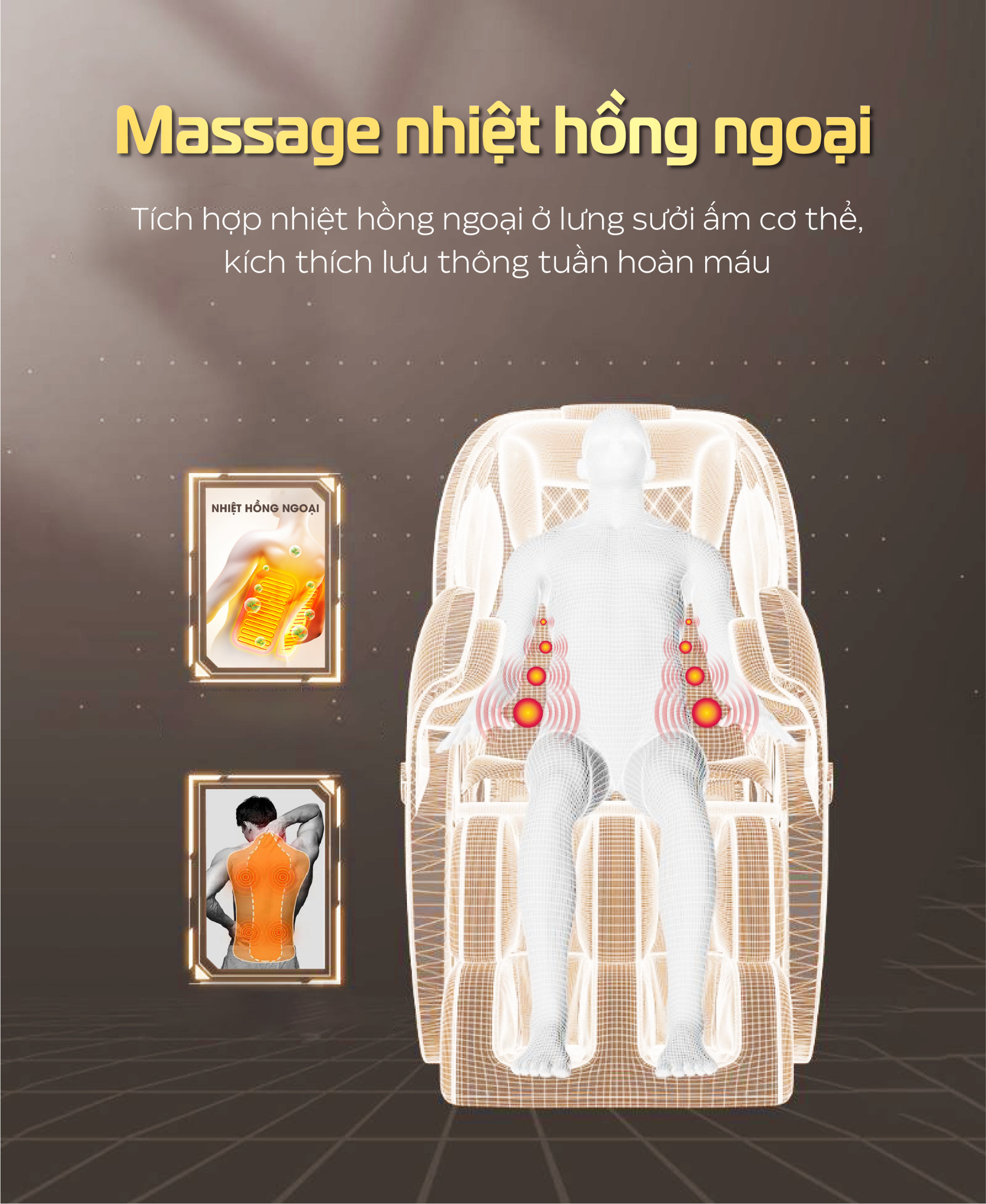 Sưởi ấm và tăng cường lưu thông tuần hoàn máu với chế độ massage nhiệt hồng ngoại trên Kangwon LX-1126