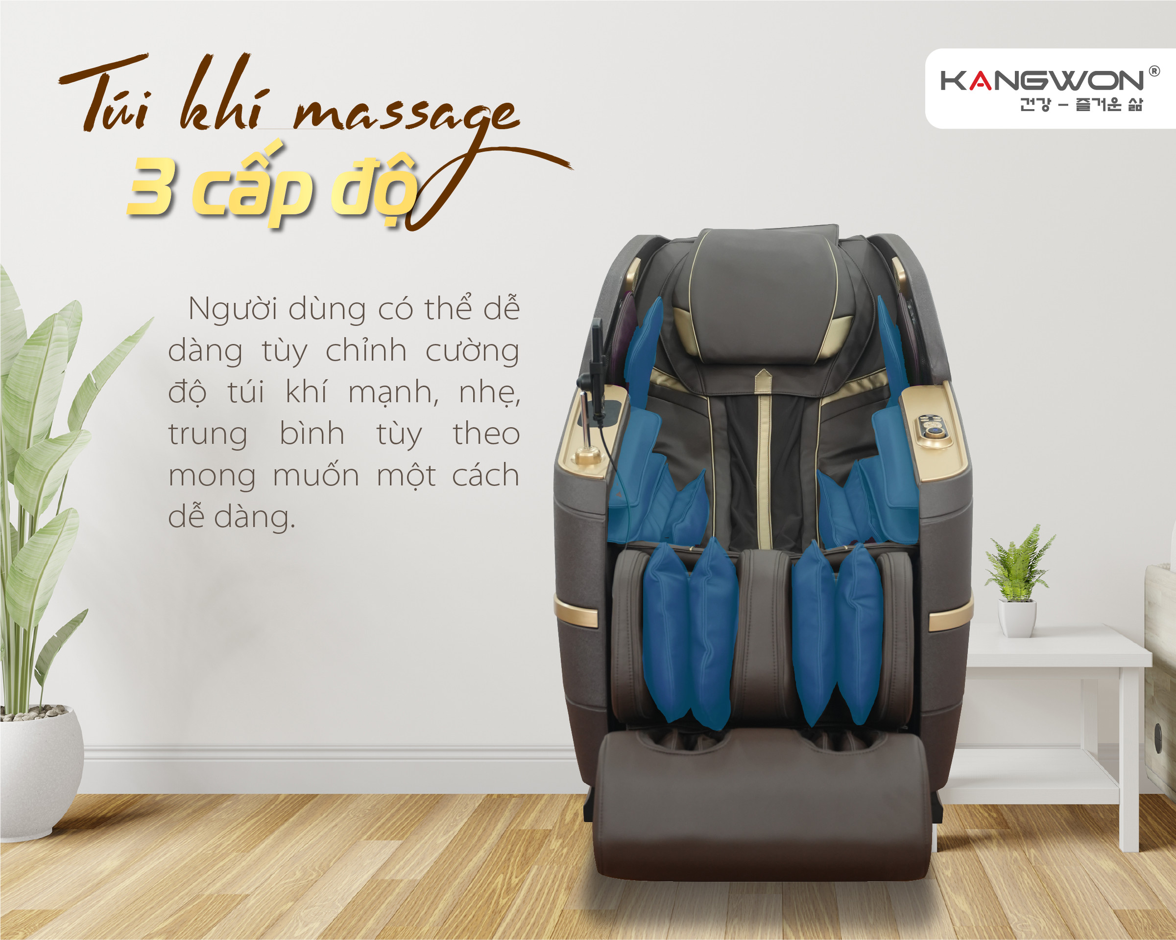 Massage êm ái, ôm trọn cơ thể với hệ thống túi khí massage toàn thân trên Kangwon LX-1126 