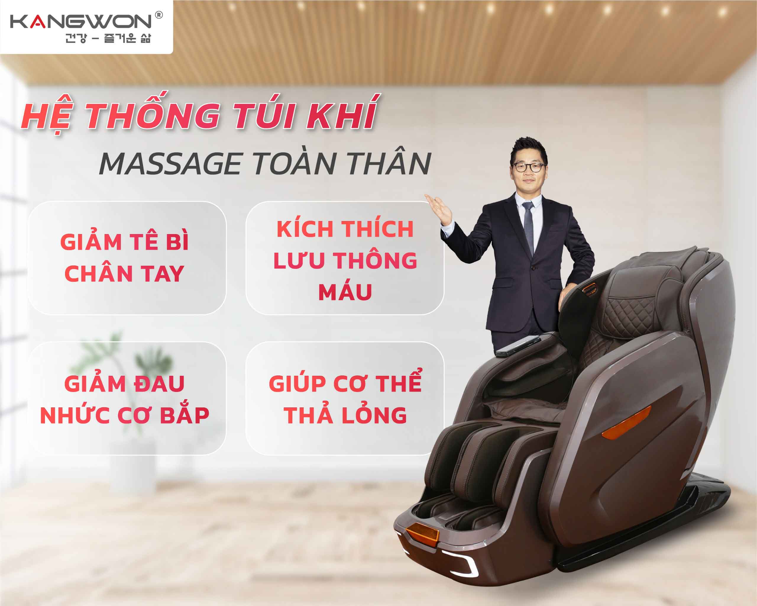 Hệ Thống Túi Khí Massage Toàn Thân ôm Trọn Cơ Thể Kangwon 988