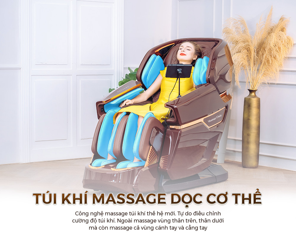 Kangwon G-99 Plus có hệ thống túi khí massage toàn thân trải dọc cơ thể
