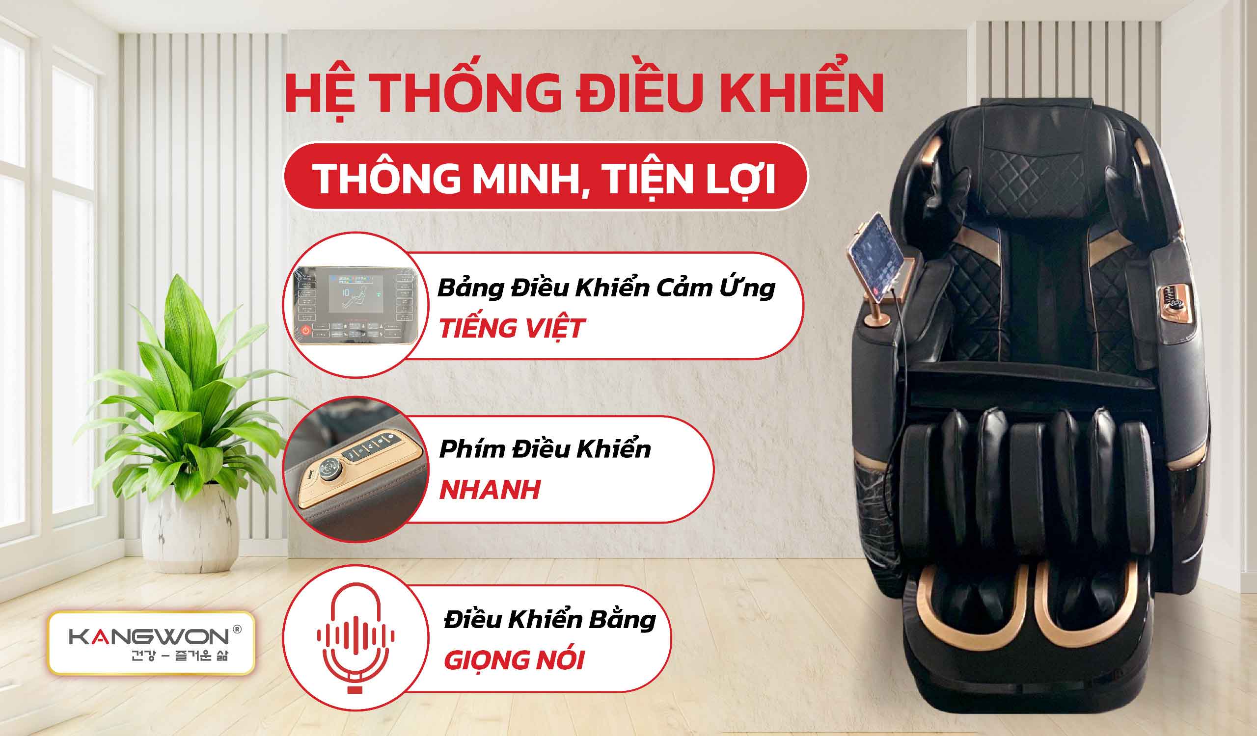 Bộ Ba điều Khiển Thông Minh Trên Ghế Massage Kangwon 779